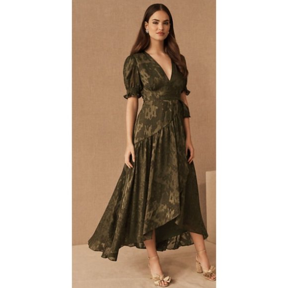 Anthropologie Dresses & Skirts - NEW Anthropologie Hutch Biscayne Ruffle Wrap Dress in Olive Green